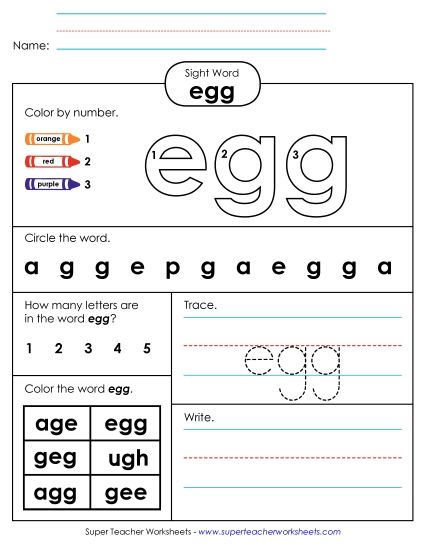 Worksheet 4: Egg (Printable PDF Worksheet)