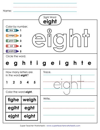 Worksheet 4: Eight (Printable PDF Worksheet)