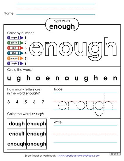 Worksheet 4: Enough (Printable PDF Worksheet)
