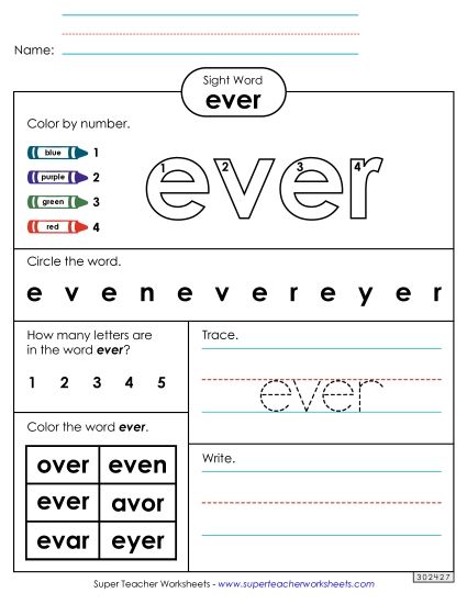 Worksheet 4: Ever (Printable PDF Worksheet)