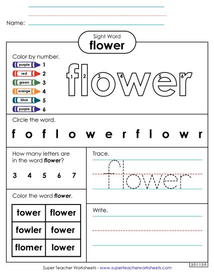 Worksheet 4: Flower (Printable PDF Worksheet)