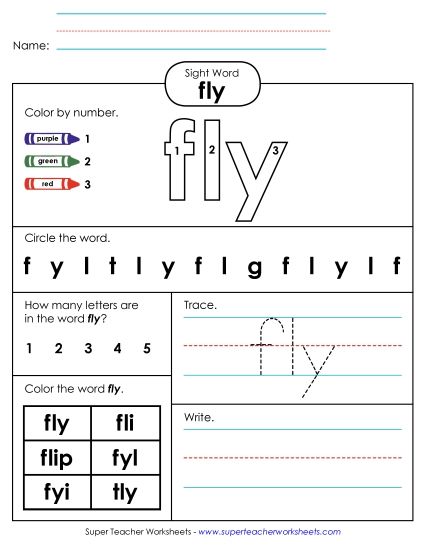 Worksheet 4: Fly (Printable PDF Worksheet)