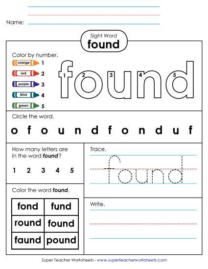 Worksheet 4: Found (Printable PDF Worksheet)