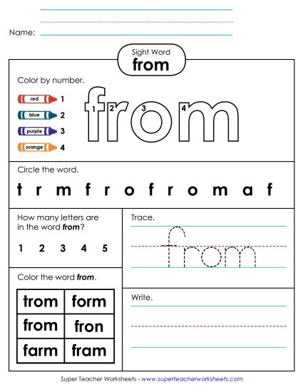 Worksheet 4: From (Printable PDF Worksheet)
