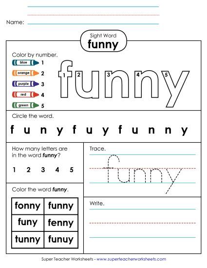 Worksheet 4: Funny (Printable PDF Worksheet)