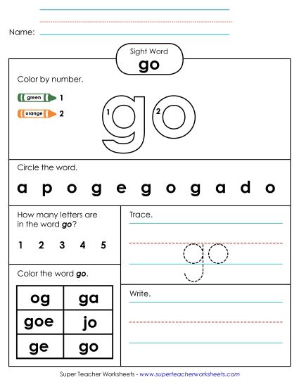 Worksheet 4: Go (Printable PDF Worksheet)