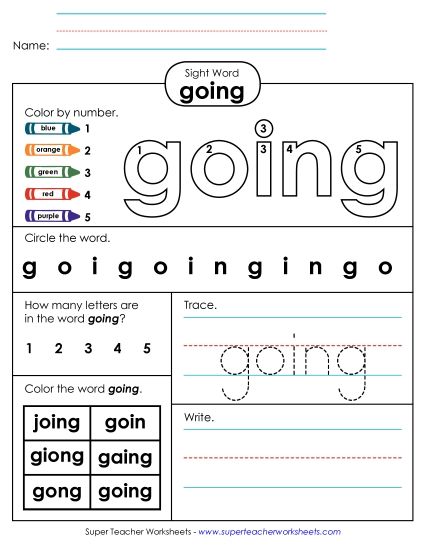 Worksheet 4: Going (Printable PDF Worksheet)