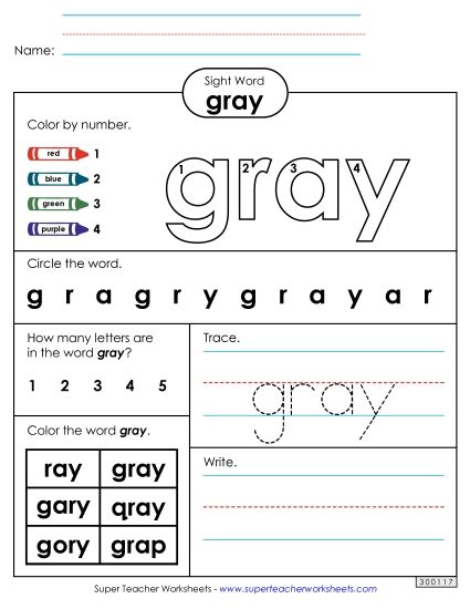 Worksheet 4: Gray (Printable PDF Worksheet)