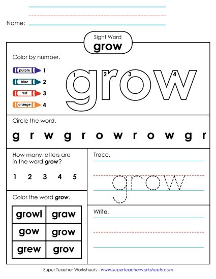 Worksheet 4: Grow (Printable PDF Worksheet)