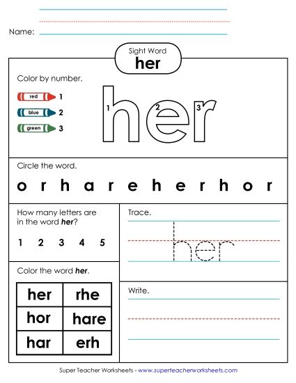 Worksheet 4: Her (Printable PDF Worksheet)