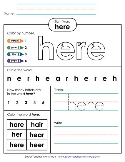 Worksheet 4: Here (Printable PDF Worksheet)