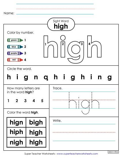 Worksheet 4: High (Printable PDF Worksheet)