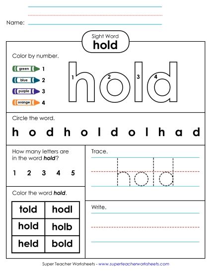 Worksheet 4: Hold (Printable PDF Worksheet)