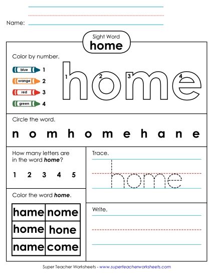 Worksheet 4: Home (Printable PDF Worksheet)