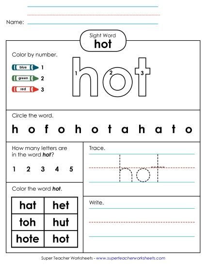 Worksheet 4: Hot (Printable PDF Worksheet)