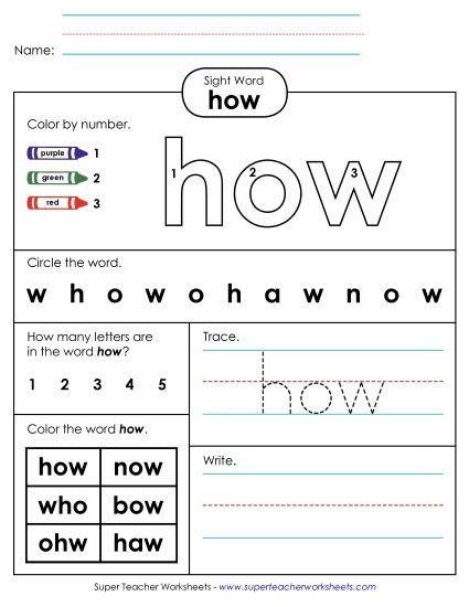 Worksheet 4: How (Printable PDF Worksheet)
