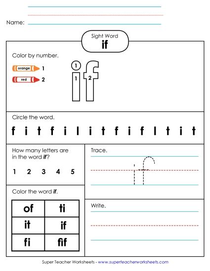 Worksheet 4: If (Printable PDF Worksheet)