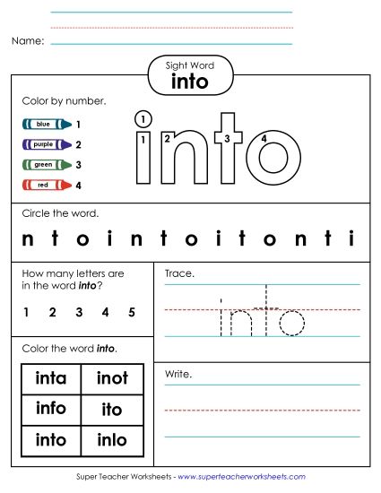 Worksheet 4: Into (Printable PDF Worksheet)