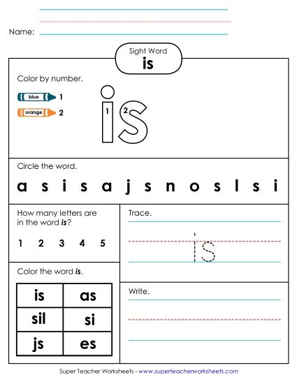 Worksheet 4: Is (Printable PDF Worksheet)