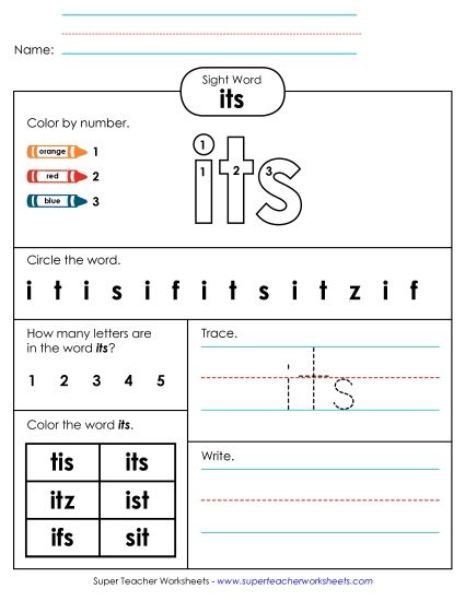 Worksheet 4: Its (Printable PDF Worksheet)
