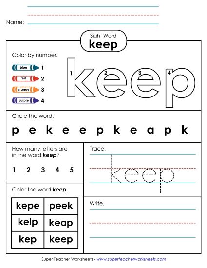 Worksheet 4: Keep (Printable PDF Worksheet)