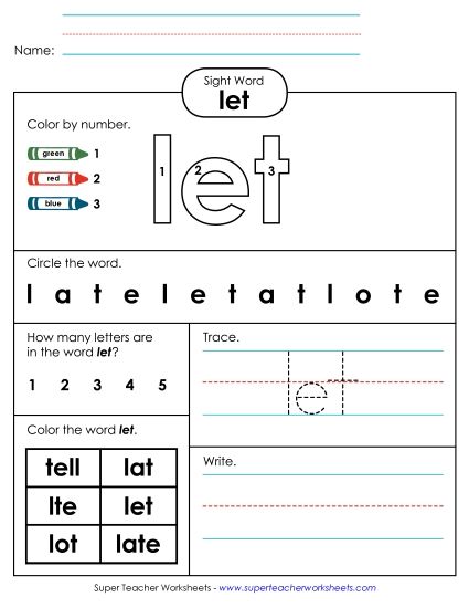 Worksheet 4: Let (Printable PDF Worksheet)