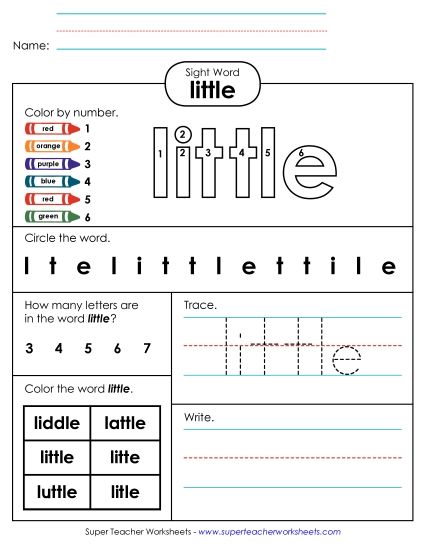 Worksheet 4: Little (Printable PDF Worksheet)