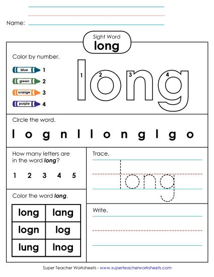 Worksheet 4: Long (Printable PDF Worksheet)