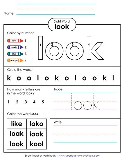 Worksheet 4: Look (Printable PDF Worksheet)
