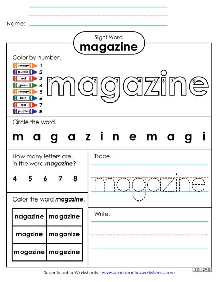 Worksheet 4: Magazine (Printable PDF Worksheet)