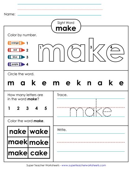 Worksheet 4: Make (Printable PDF Worksheet)