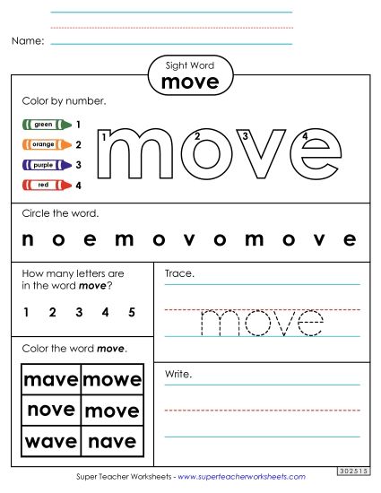 Worksheet 4: Move (Printable PDF Worksheet)