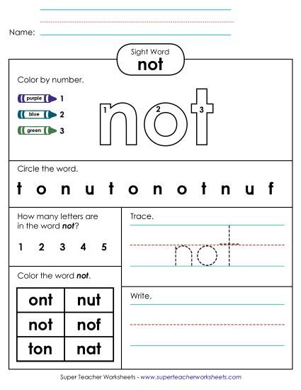 Worksheet 4: Not (Printable PDF Worksheet)