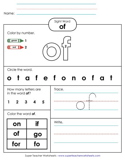 Worksheet 4: Of (Printable PDF Worksheet)