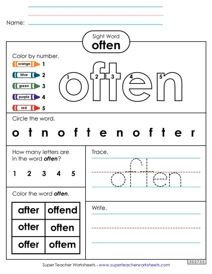 Worksheet 4: Often (Printable PDF Worksheet)