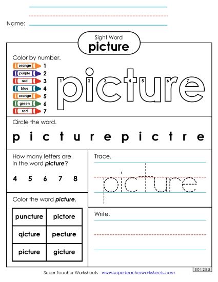 Worksheet 4: Picture (Printable PDF Worksheet)