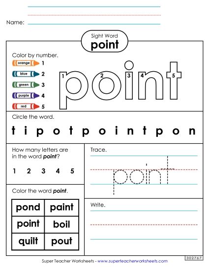 Worksheet 4: Point (Printable PDF Worksheet)