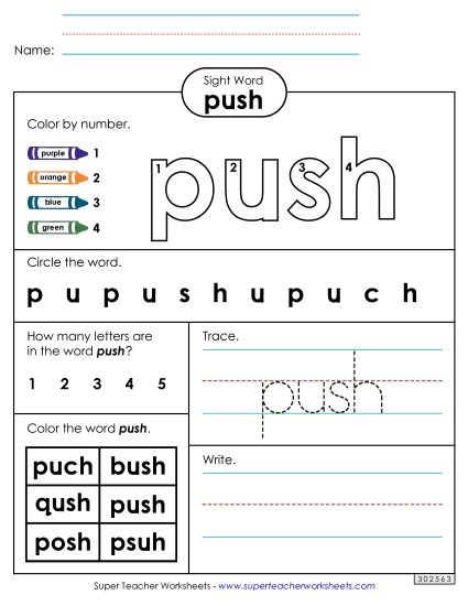 Worksheet 4: Push (Printable PDF Worksheet)