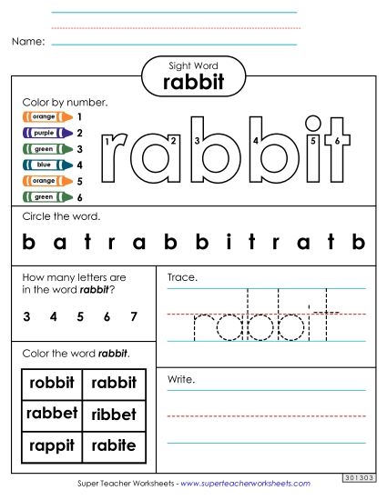 Worksheet 4: Rabbit (Printable PDF Worksheet)