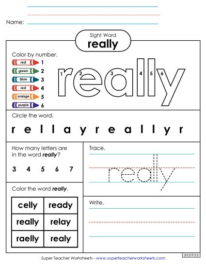 Worksheet 4: Really (Printable PDF Worksheet)