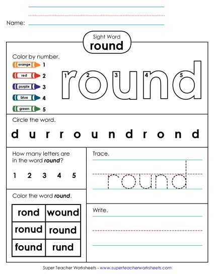 Worksheet 4: Round (Printable PDF Worksheet)