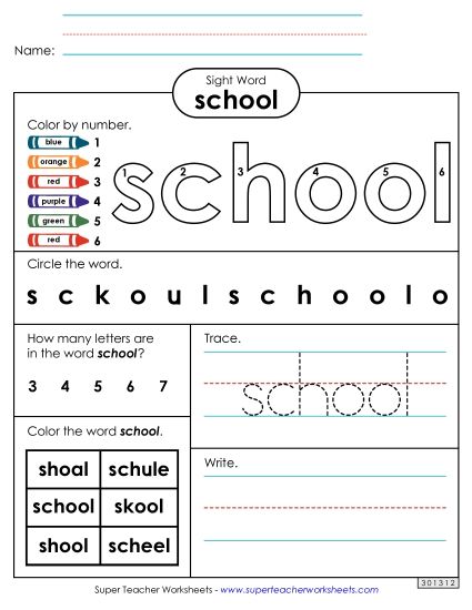 Worksheet 4: School (Printable PDF Worksheet)