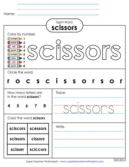 Worksheet 4: Scissors (Printable PDF Worksheet)