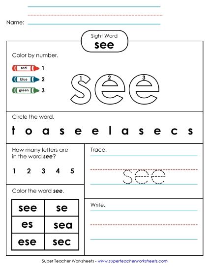 Worksheet 4: See (Printable PDF Worksheet)