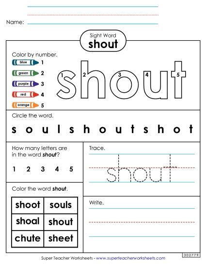 Worksheet 4: Shout (Printable PDF Worksheet)