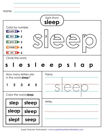Worksheet 4: Sleep (Printable PDF Worksheet)