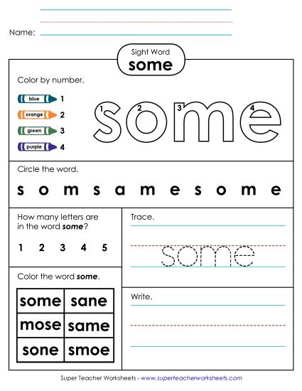 Worksheet 4: Some (Printable PDF Worksheet)
