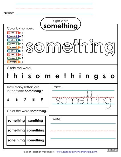 Worksheet 4: Something (Printable PDF Worksheet)