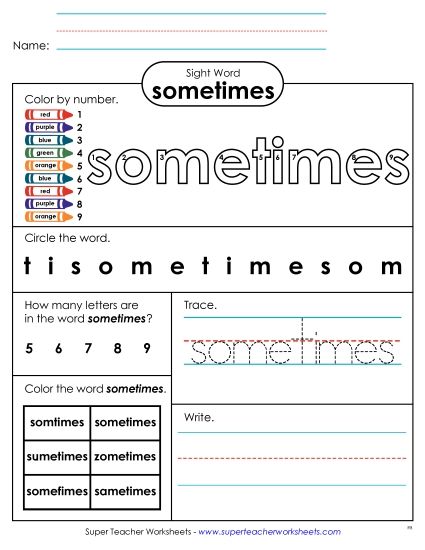 Worksheet 4: Sometimes (Printable PDF Worksheet)