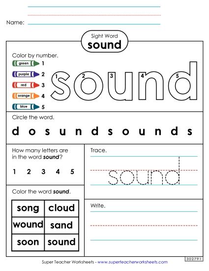 Worksheet 4: Sound (Printable PDF Worksheet)